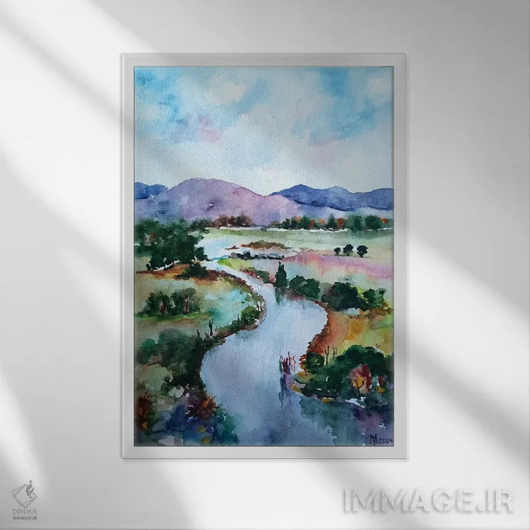 تابلو دکوراتیو رودخانه اثر زوران میهایلوویچ موزا - نمای قابدار سفید