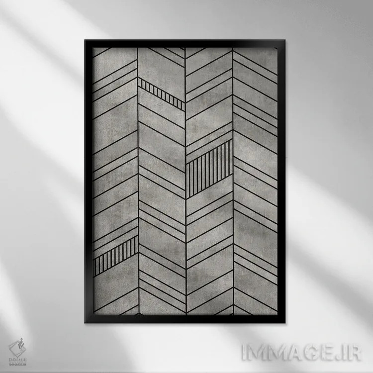 تابلو انتزاعی هفت و هشتی بتنی اثر زولتان رتکو - نمای قابدار مشکی