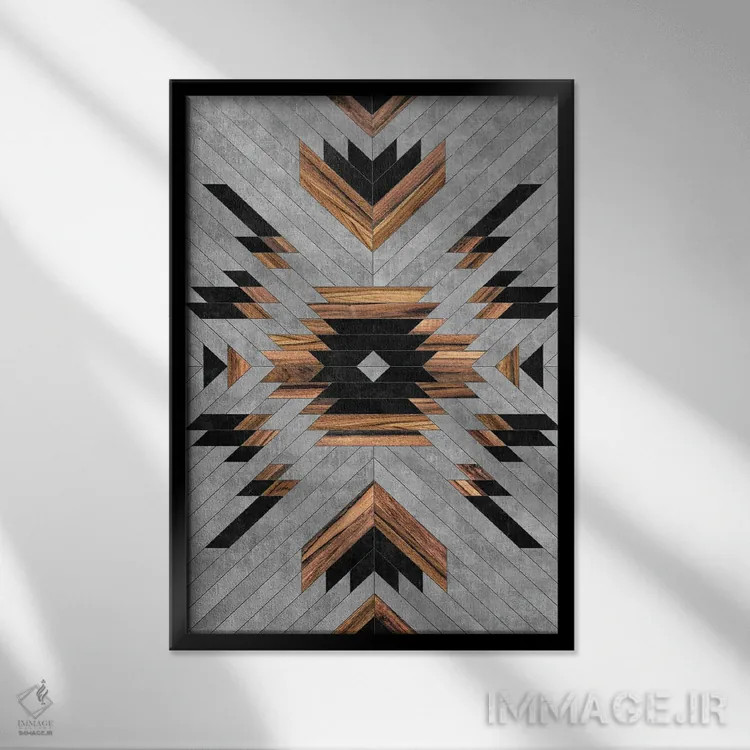 تابلو انتزاعی الگوی قبیله ای شهری شماره ۶ اثر زولتان رتکو - نمای قابدار مشکی