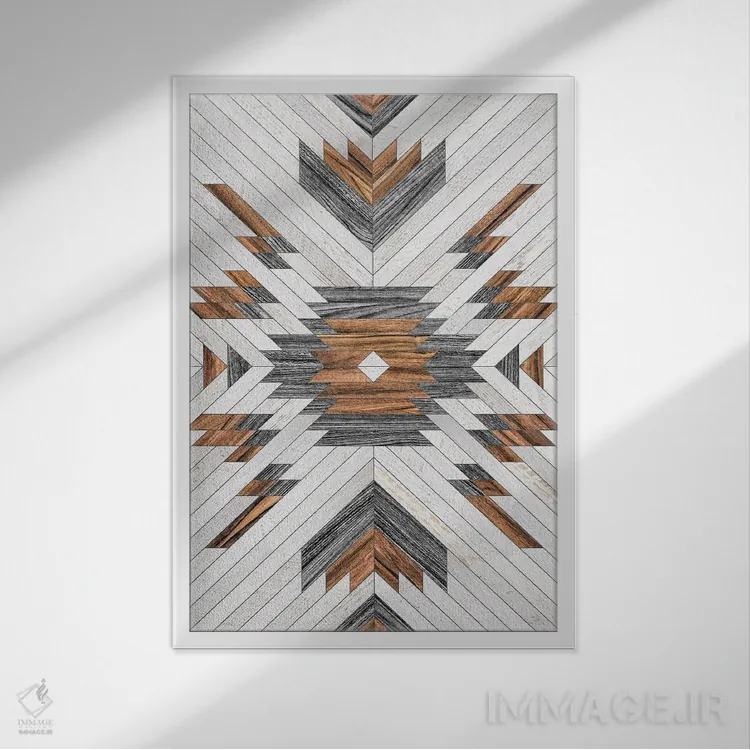 تابلو انتزاعی الگوی قبیله ای شهری شماره ۸ اثر زولتان رتکو - نمای قابدار سفید