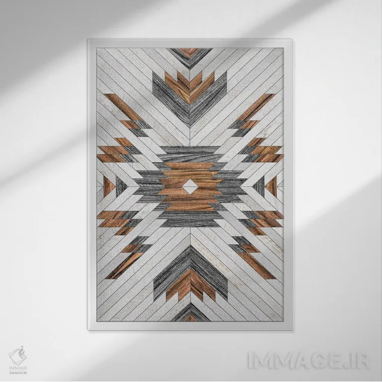 تابلو انتزاعی الگوی قبیله ای شهری شماره ۸ اثر زولتان رتکو - نمای قابدار سفید