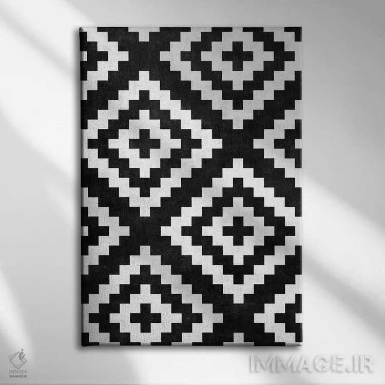تابلو انتزاعی الگوی قبیله ای شهری شماره ۱۷ اثر زولتان رتکو - نمای روبهرو روی دیوار