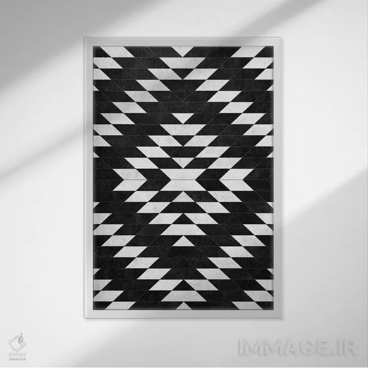 تابلو انتزاعی الگوی قبیله ای شهری شماره ۱۴ اثر زولتان رتکو - نمای قابدار سفید