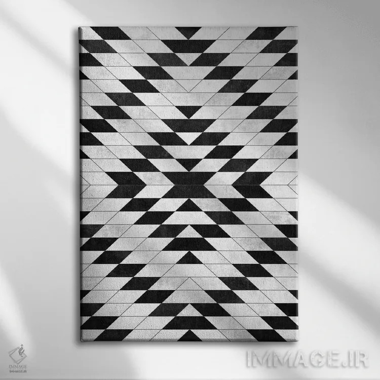 تابلو انتزاعی الگوی قبیله ای شهری شماره ۱۵ اثر زولتان رتکو - نمای روبهرو روی دیوار