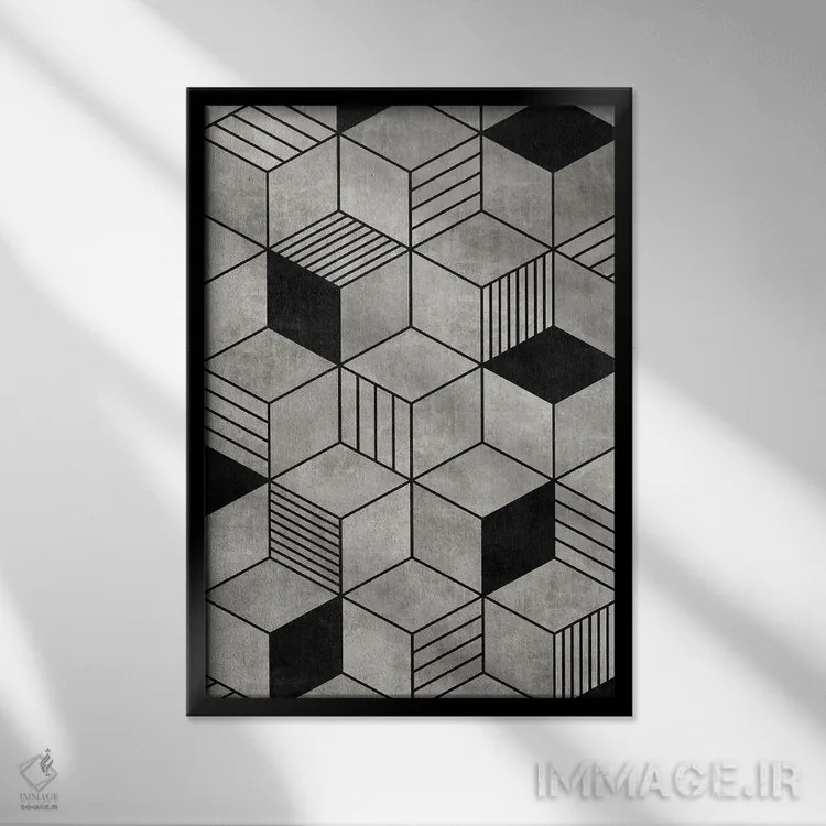 تابلو انتزاعی مکعب های بتنی ۲ اثر زولتان رتکو - نمای قابدار مشکی