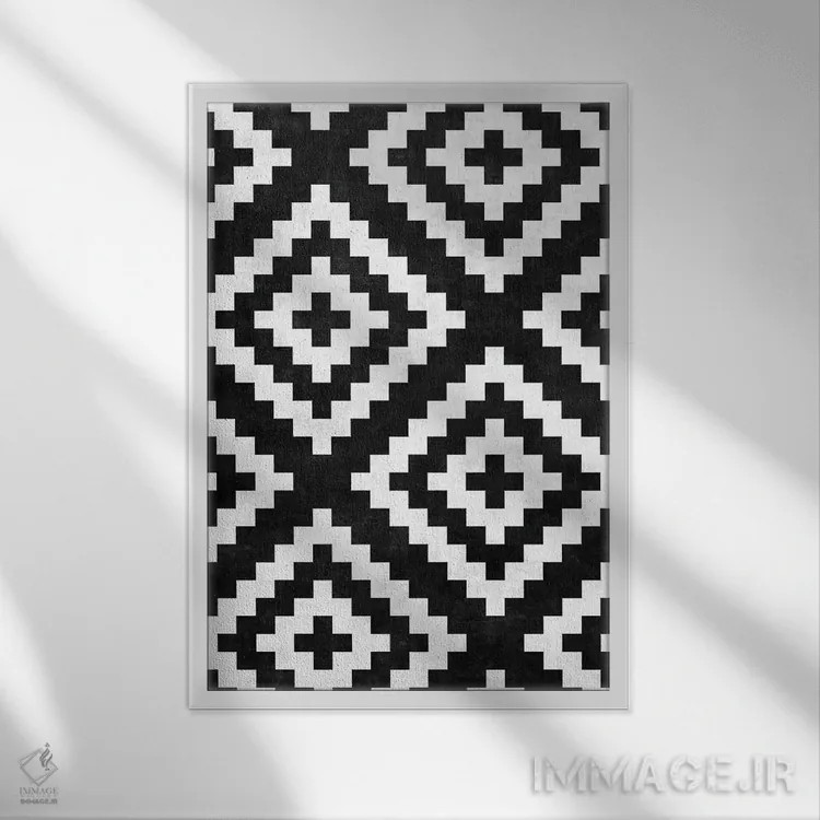 تابلو انتزاعی الگوی قبیله ای شهری شماره ۱۷ اثر زولتان رتکو - نمای قابدار سفید