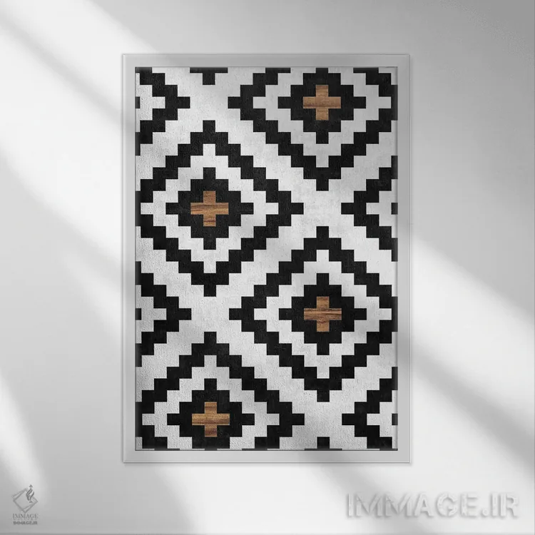 تابلو انتزاعی الگوی قبیله ای شهری شماره ۱۶ اثر زولتان رتکو - نمای قابدار سفید