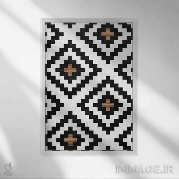 تابلو انتزاعی الگوی قبیله ای شهری شماره ۱۶ اثر زولتان رتکو - نمای قابدار سفید