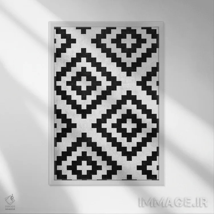 تابلو انتزاعی الگوی قبیله ای شهری شماره ۱۸ اثر زولتان رتکو - نمای قابدار سفید