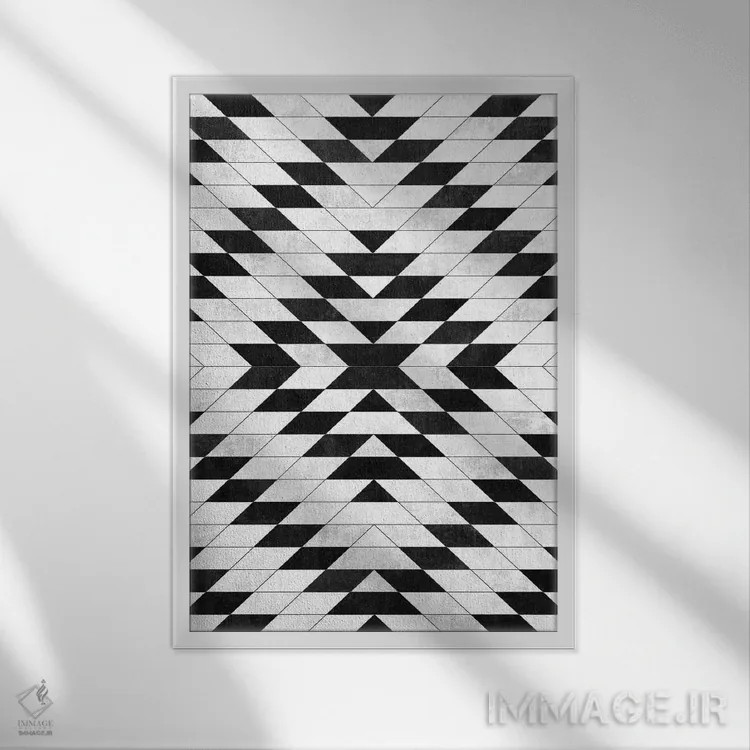 تابلو انتزاعی الگوی قبیله ای شهری شماره ۱۵ اثر زولتان رتکو - نمای قابدار سفید