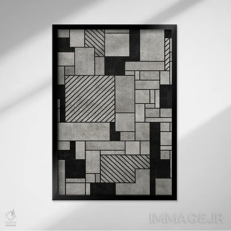 تابلو انتزاعی الگوی تصادفی بتنی اثر زولتان رتکو - نمای قابدار مشکی