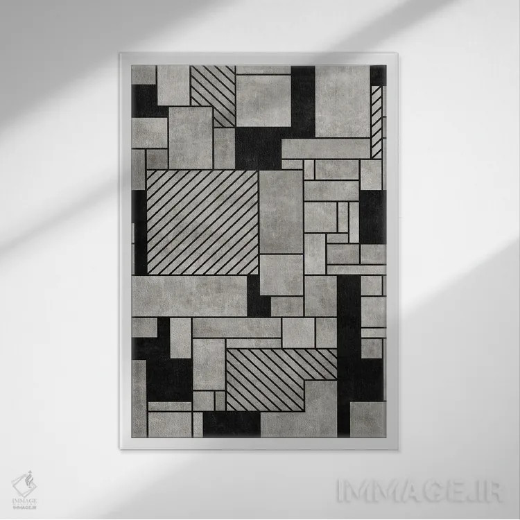 تابلو انتزاعی الگوی تصادفی بتنی اثر زولتان رتکو - نمای قابدار سفید