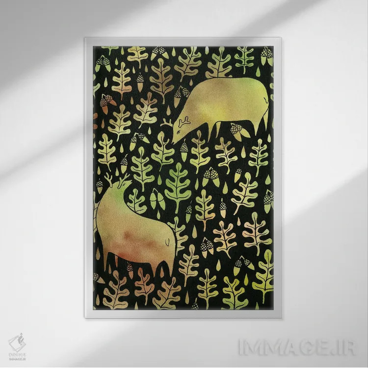 تابلو دکوراتیو جنگل اثر زسالـتو - نمای قابدار سفید