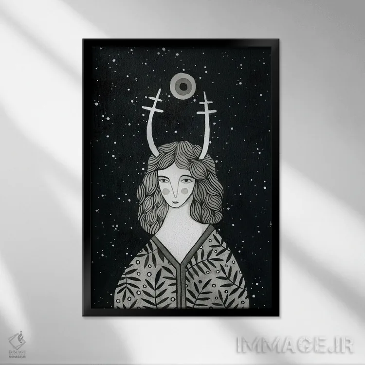 تابلو دکوراتیو شمن اثر زسالـتو - نمای قابدار مشکی