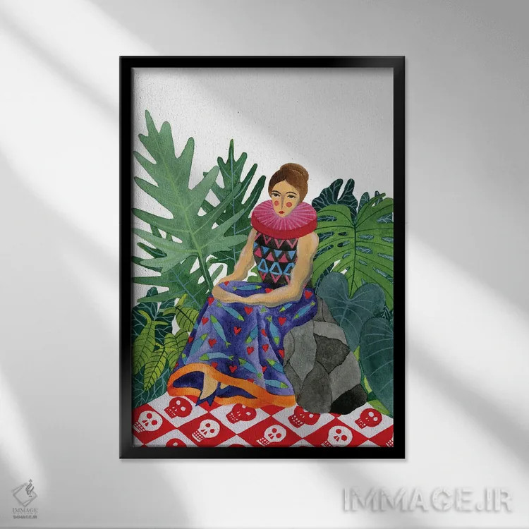 تابلو دکوراتیو ملکه ی گلخانه اثر زسالـتو - نمای قابدار مشکی
