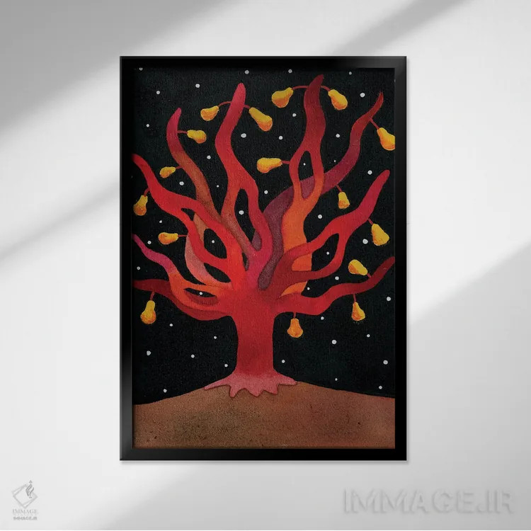 تابلو دکوراتیو درخت زندگی اثر زسالـتو - نمای قابدار مشکی