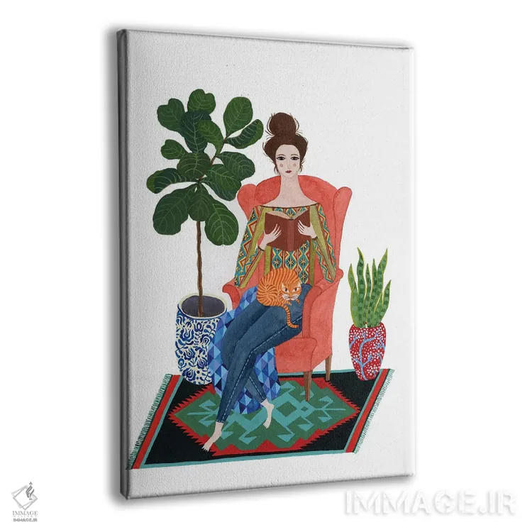 تابلو دکوراتیو بانوی گربه ها اثر زسالـتو - نمای پرسپکتیو محصول