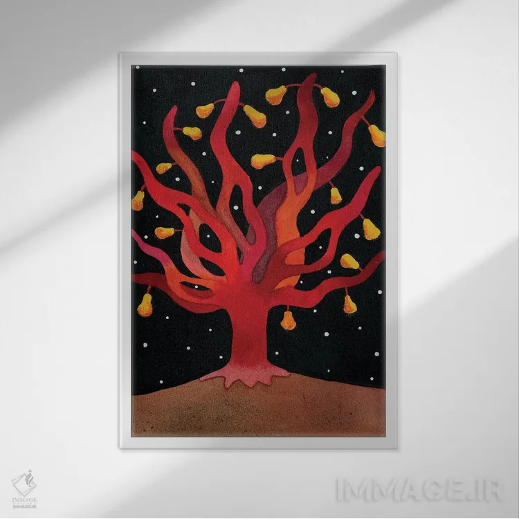 تابلو دکوراتیو درخت زندگی اثر زسالـتو - نمای قابدار سفید