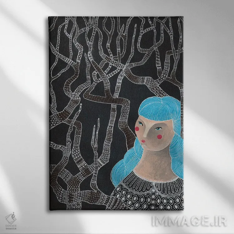 تابلو دکوراتیو بانـو اثر زسالـتو - نمای روبهرو روی دیوار