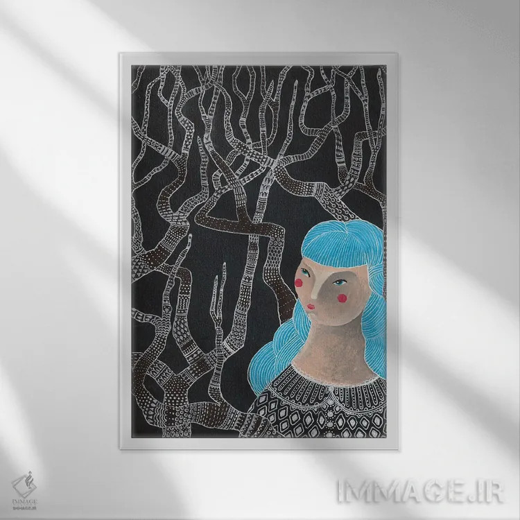 تابلو دکوراتیو بانـو اثر زسالـتو - نمای قابدار سفید
