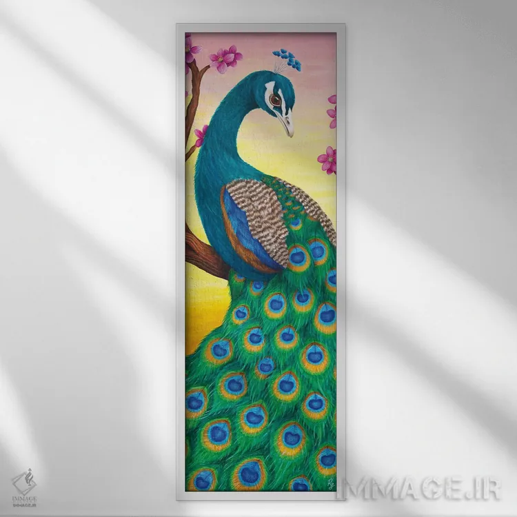 تابلو دکوراتیو طاووس اثر ریچل فرود - نمای قابدار سفید