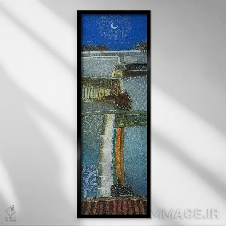 تابلو انتزاعی آن قدر شب آرام است اثر راب فن هوک - نمای قابدار مشکی