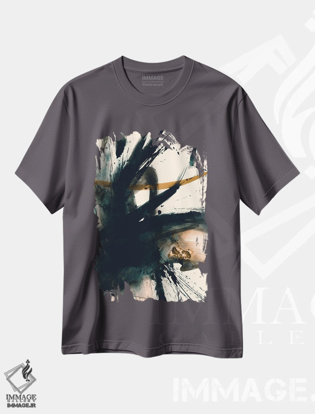 تیشرت طوسی طرح دار درون نگری V اثر کتی مورتون استنیون