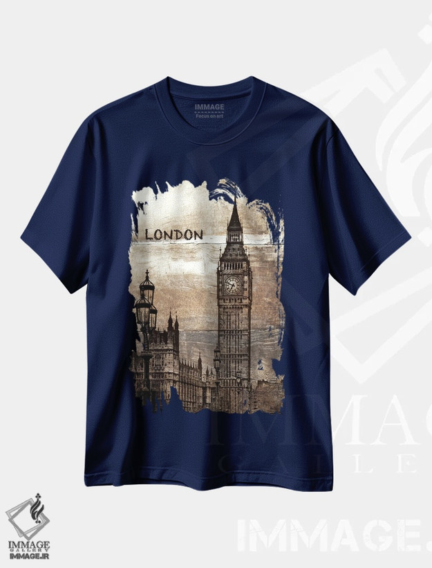 تیشرت سرمه ای طرح دار لندن، انگلستان اثر ایرنا اورلوف
