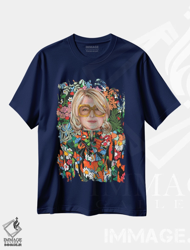 تیشرت سرمه ای طرح دار مارتا اثر هدر پری