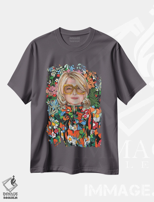 تیشرت طوسی طرح دار مارتا اثر هدر پری