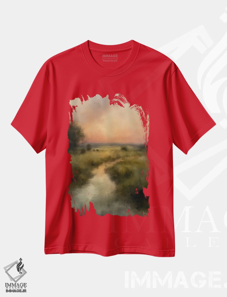 تیشرت قرمز طرح دار افق های آرام اثر اشلی بردلی