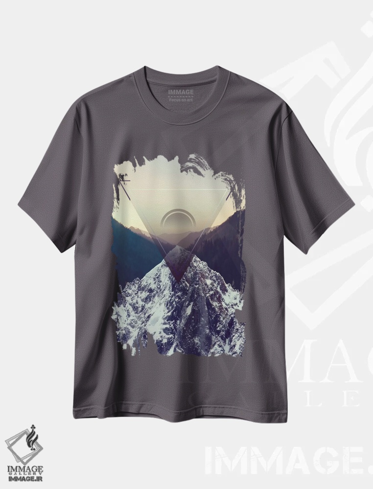 تیشرت طوسی طرح دار چشم مراقبت گر اثر فایو بای فایو کالکتیو