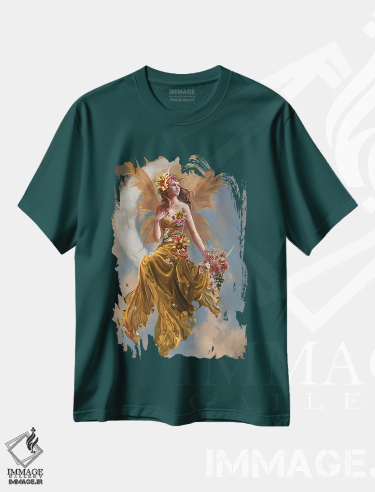 تیشرت سبز طرح دار ماه زمین اثر نه نه توماس