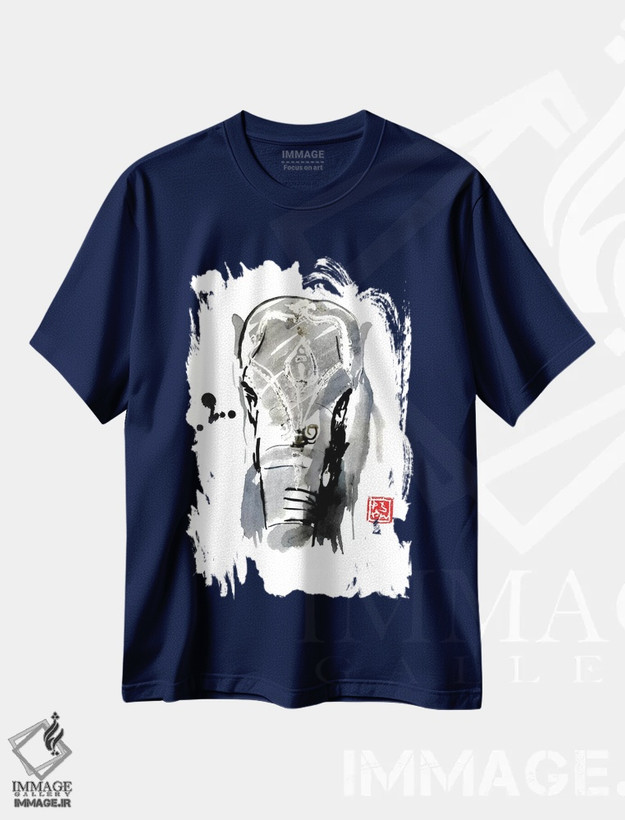 تیشرت سرمه ای طرح دار فیل آسیایی اثر پِشان