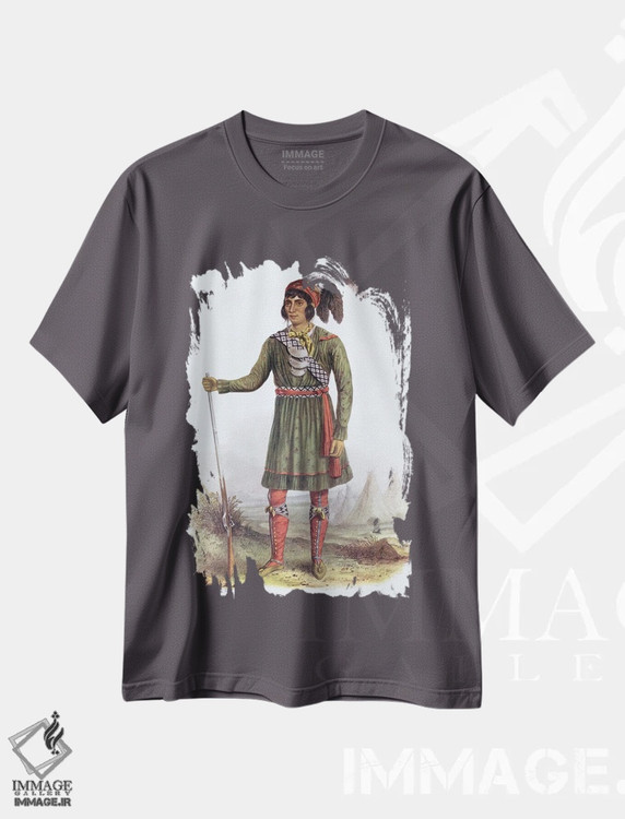 تیشرت طوسی طرح دار A Seminole Leader,اوسیولا، رهبر قبیله سمینول اثر جورج کت لین