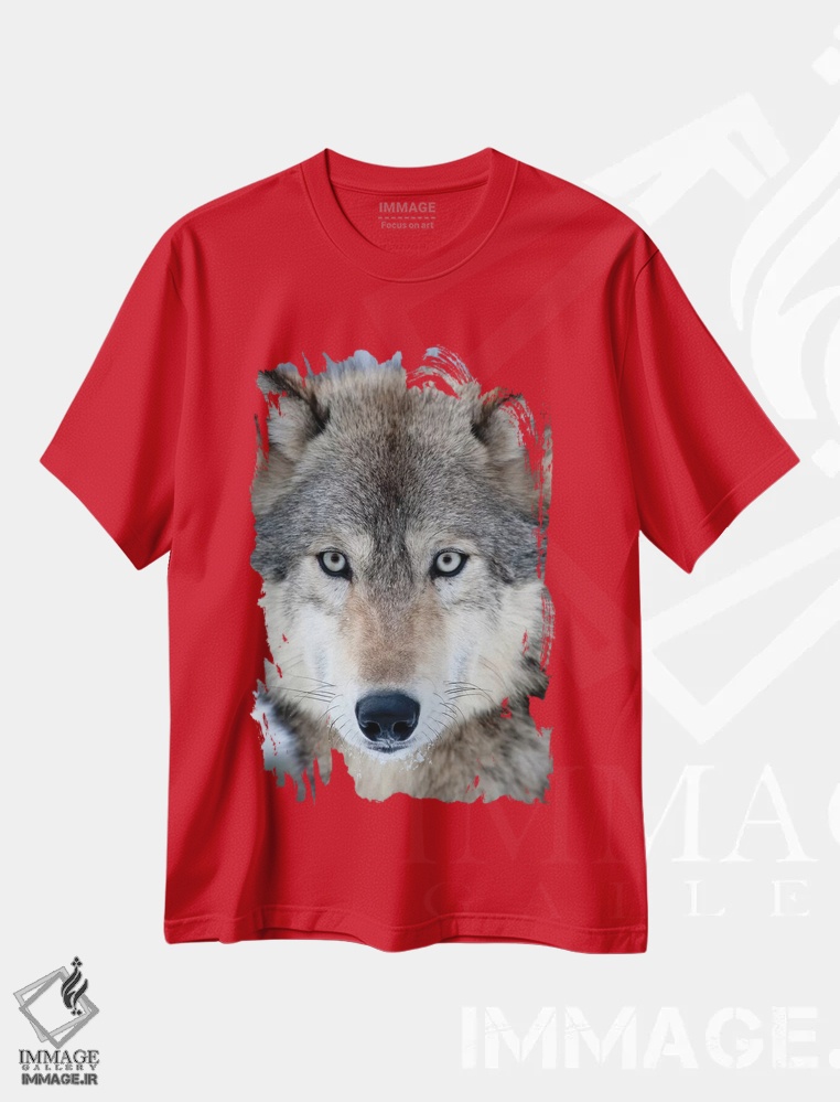 تیشرت قرمز طرح دار Minnesota, Sandstone, Eyes of the Wolf,آمریکا، مینه سوتا، سندستون، چشمان گرگ اثر هولیس لونی