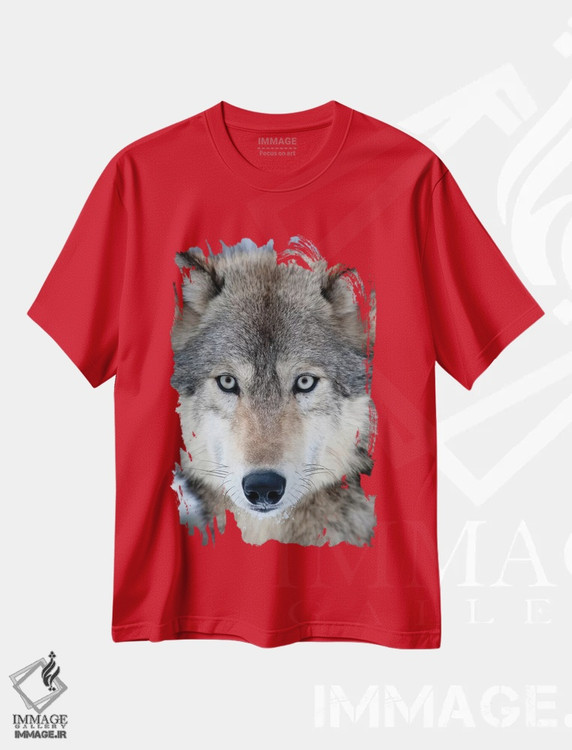 تیشرت قرمز طرح دار Minnesota, Sandstone, Eyes of the Wolf,آمریکا، مینه سوتا، سندستون، چشمان گرگ اثر هولیس لونی