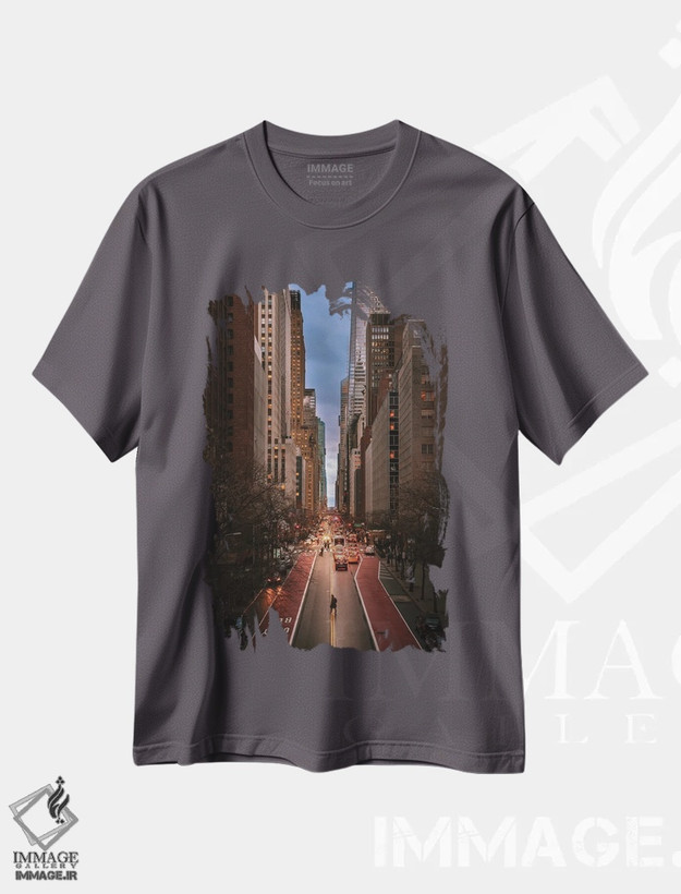 تیشرت طوسی طرح دار غروب در میدتاون ایست اثر دیلان واکر