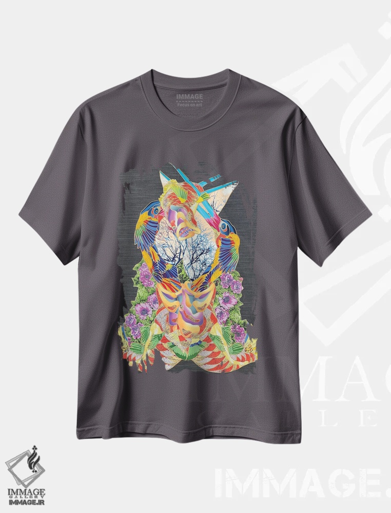 تیشرت طوسی طرح دار چرخه رویدادها اثر کاستیانتین مالگینف