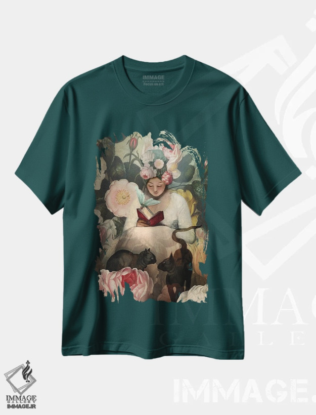تیشرت سبز طرح دار مطالعه اثر کاترین ولز-استاین