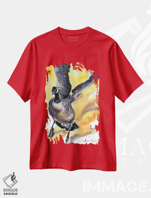 تیشرت قرمز طرح دار پرواز غاز نر اثر سو بنگ لیم