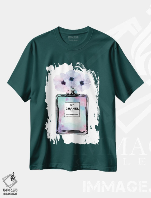 تیشرت سبز طرح دار Purple And Pink Perfume With Painted Flowers,عطر نعناعی، بنفش و صورتی با گل های نقاشی شده اثر آماندا گرینوود