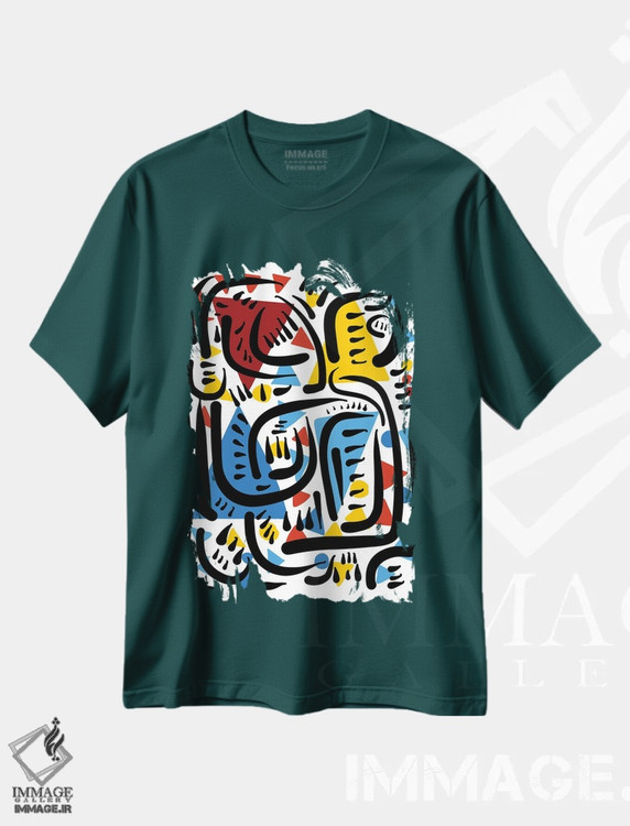 تیشرت سبز طرح دار انرژی جادویی زندگی آفریقایی اثر امانوئل سیگنورینو
