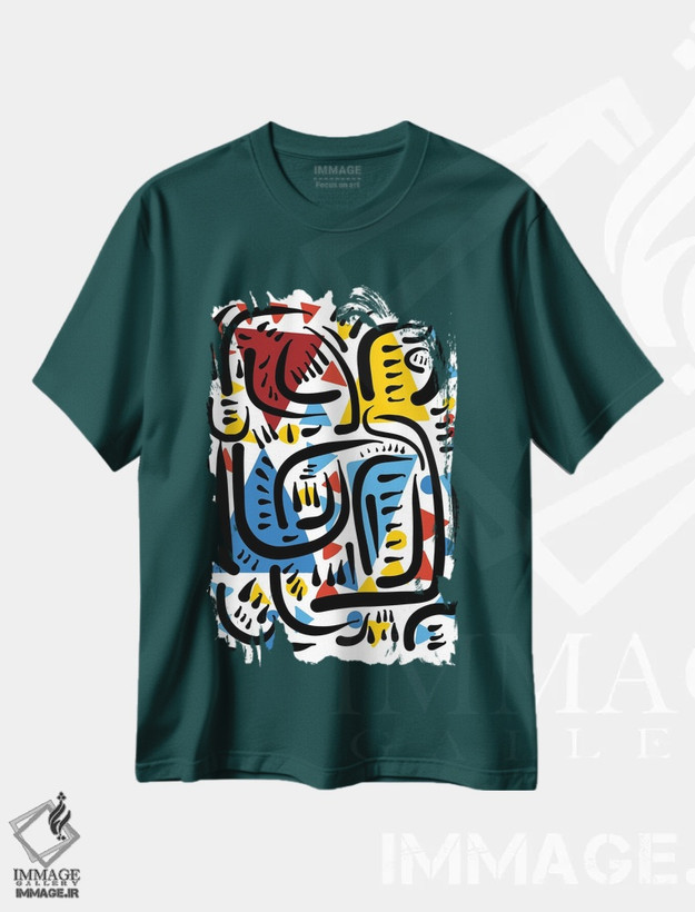 تیشرت سبز طرح دار انرژی جادویی زندگی آفریقایی اثر امانوئل سیگنورینو