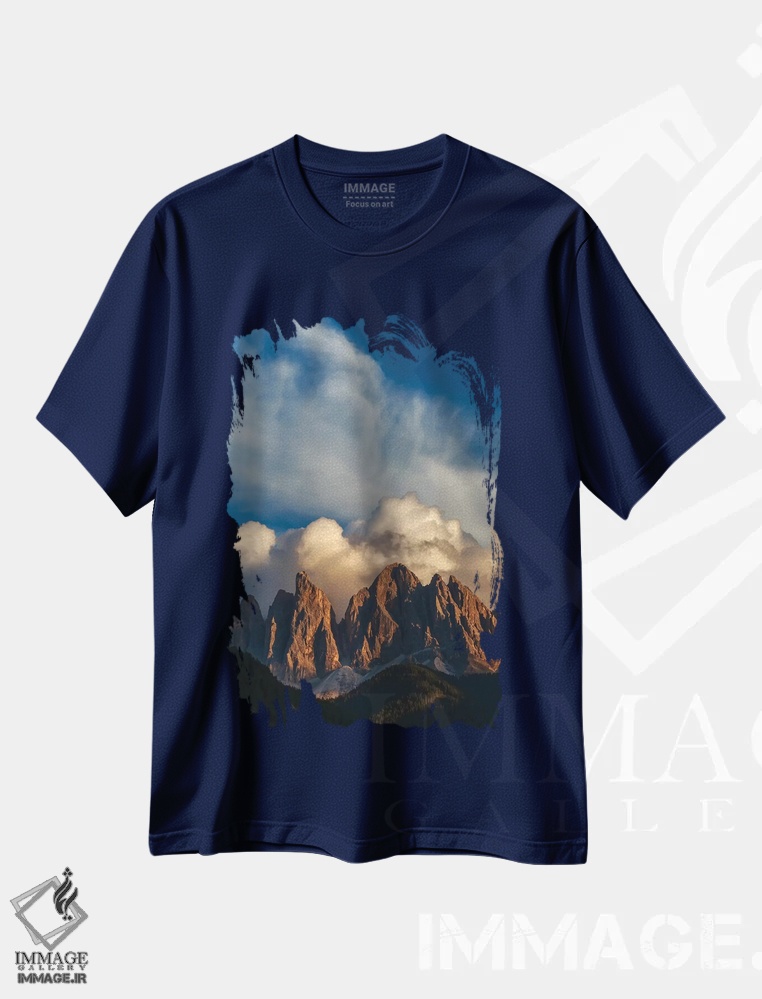 تیشرت سرمه ای طرح دار Dolomites, Italy,قله های کوهستان، دولومیت، ایتالیا اثر آرت وولف