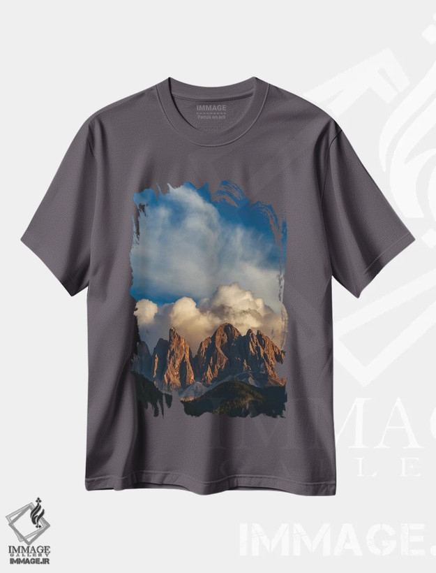 تیشرت طوسی طرح دار Dolomites, Italy,قله های کوهستان، دولومیت، ایتالیا اثر آرت وولف