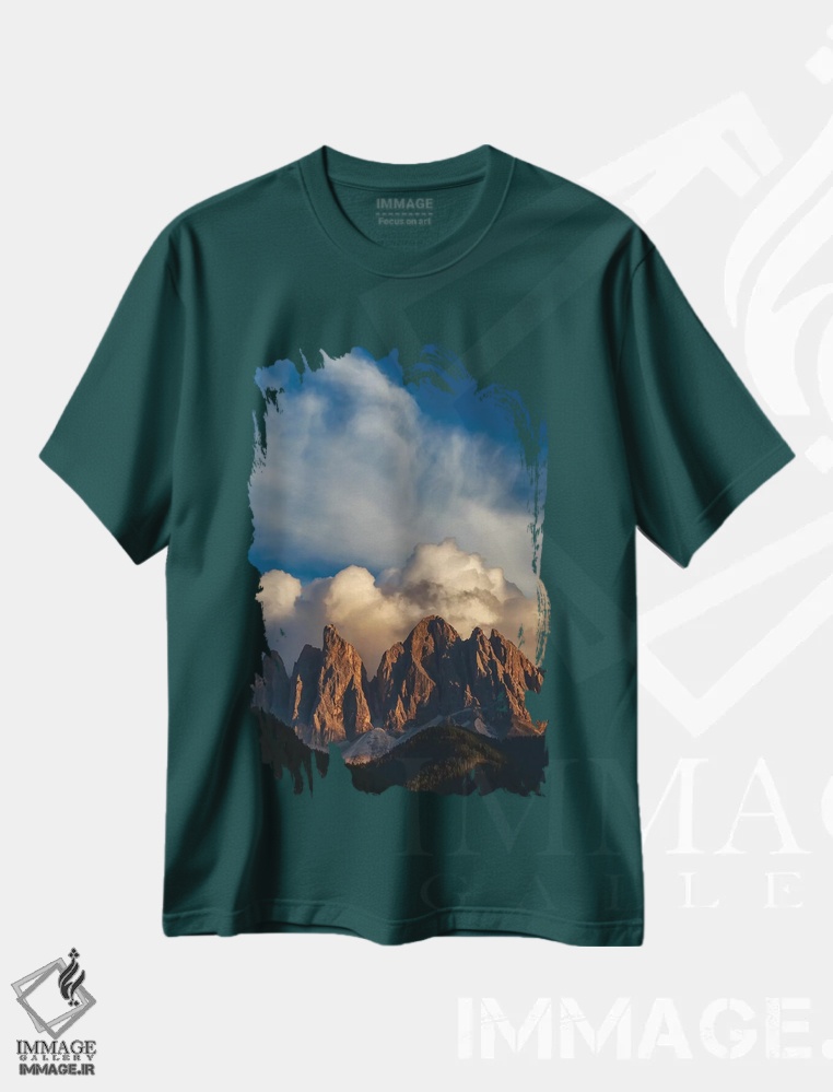 تیشرت سبز طرح دار Dolomites, Italy,قله های کوهستان، دولومیت، ایتالیا اثر آرت وولف