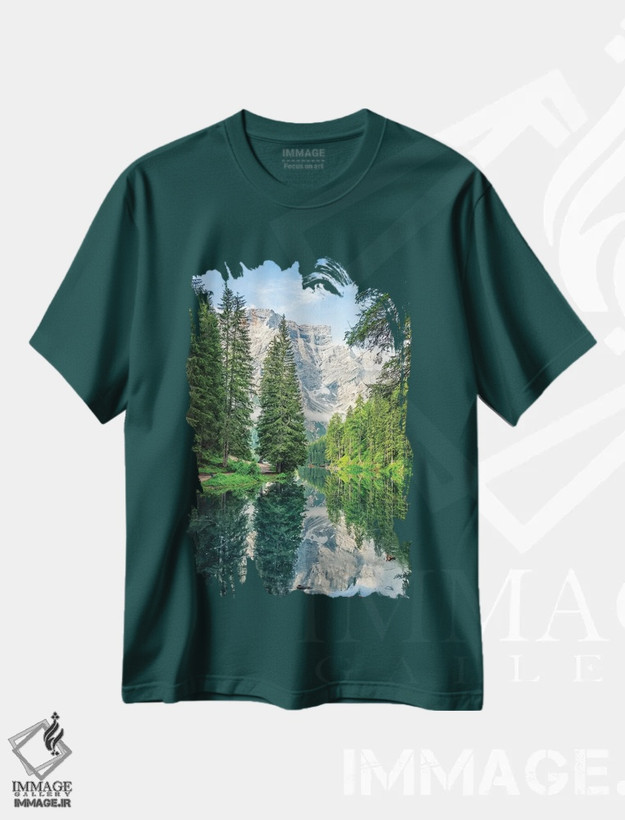 تیشرت سبز طرح دار دریاچه ای در آلپ اثر مانجیک پیکچرز