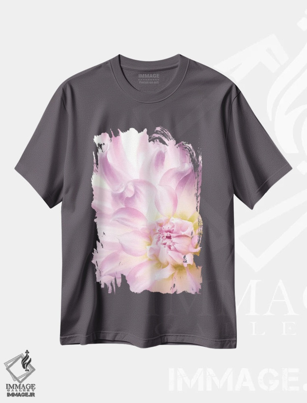 تیشرت طوسی طرح دار Washington State, Seabeck. Dahlia blossom close-up I,ایالات متحده، ایالت واشینگتن، سیبک. نمای نزدیک شکوفهٔ گل دالیا I اثر جینز گالری