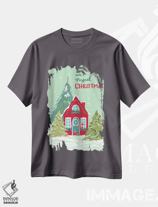 تیشرت طوسی طرح دار کریسمس جادویی شش اثر آماندا مک گی